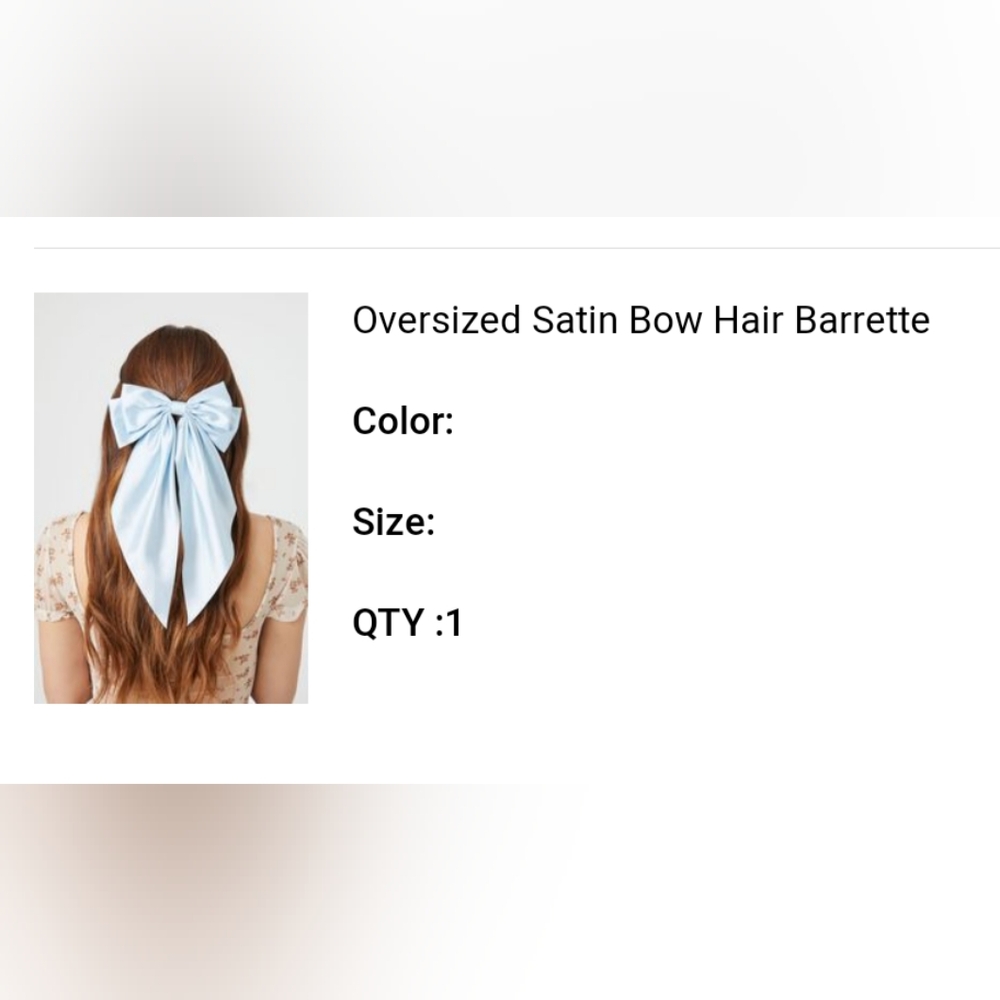 Forever 21 oversized satin bow hair barrette in blue
